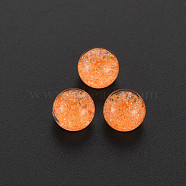 Transparent Acrylic Cabochons, with Glitter Powder, Half Round, Orange, 8x6.5mm(TACR-N006-61D)