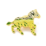 Zebra with Prairie Enamel Pin, Animal Alloy Badge for Backpack Clothes, Golden, Colorful, 24x31.5x1.5mm(JEWB-G014-B04)