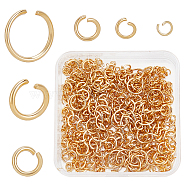 6 Styles 304 Stainless Steel Jump Rings, Open Jump Rings, Real 18K Gold Plated, 18~22 Gauge, 3~20x0.6~1.2mm, 900pcs/box(STAS-AR0002-18G)