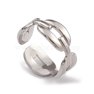 304 Stainless Steel Hollow Out Oval Cuff Rings for Women, Stainless Steel Color, Inner Diameter: 17mm(RJEW-G285-60P)