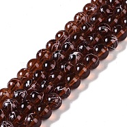 Drawbench Transparent Glass Beads Strands, Spray Painted, Round, Saddle Brown, 8mm, Hole: 1.3~1.6mm, 31.4 inch(GLAD-Q012-8mm-21)