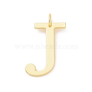Brass Pendants, Long-Lasting Plated, with Jump Ring, Letter, Golden, Letter.J, 27x20.5x1.5mm, Hole: 3.5mm(KK-P194-01G-J)