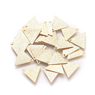 Brass Charms, Triangle, Textured, Nickel Free, Real 18K Gold Plated, 13x15x0.5mm, Hole: 1mm(X-KK-R037-245G)