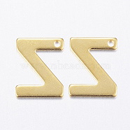 304 Stainless Steel Charms, Letter, Initial Charms, Real 18k Gold Plated, Letter.Z, 11x6~12x0.8mm, Hole: 1mm(STAS-P141-Z)
