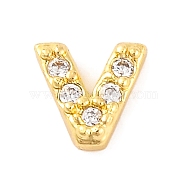 Rack Plating Brass Micro Pave Cubic Zirconia Cabochons, Cadmium Free & Lead Free, Long-Lasting Plated, Real 18K Gold Plated, Letter V, 5x5x2mm(KK-F874-04G-V)