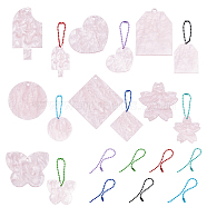 Elite DIY Pendant Decoration Making Kit, Including Rectangle & Flower & Heart & Butterfly Acrylic Disc Big Pendants, Iron Ball Chains, Pink, 28Pcs/box(DIY-PH0010-36)