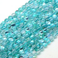 Synthetic Moonstone Beads Strands, Dyed, Holographic Beads, Half AB Color Plated, Round, Turquoise, 6mm, Hole: 1mm, about 64pcs/strand, 15 inch(G-F143-6mm-07)