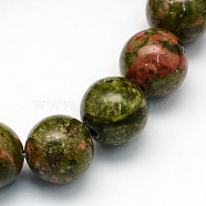 Natural Unakite Round Beads Strands, 10.5mm, Hole: 1.2mm, about 36pcs/strand, 15.7 inch(G-S175-10mm)