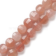 Natural Sunstone Graduated Beads Strands, Faceted, Flat Round, 6~6.5x3.5~4mm, Hole: 0.9mm, about 57pcs/strand, 15.55''(39.5cm)(G-K332-B05)
