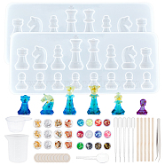 Silicone Chess Shaped Mold Kits, Resin Jewelry Making, Include Wooden Craft Sticks, Sequins/Paillettes, Measuring Cup & 304 Stainless Steel Beading Tweezers, Mixed Color, 6.6x5.8x3.2cm, Capacity: 40ml(DIY-OC0002-81)