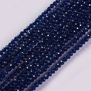 Glass Beads Strands, Faceted, Round, Marine Blue, 2x2mm, Hole: 0.4mm, about 193~197pcs/strand, 14.17 inch~15.51 inch(36~39.4cm)(EGLA-E057-02B-02)