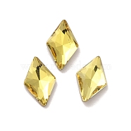 Glass Rhinestone Cabochons, Point Back & Back Plated, Faceted, Rhombus, Citrine, 8x5x2mm(RGLA-P037-05A-D226)