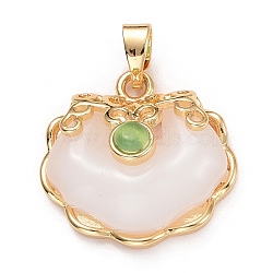 Brass Glass Pendants, Heart, Golden, White, 17.5x19x8mm, Hole: 3x5.5mm(KK-Z018-03G)