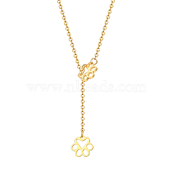 Stainless Steel Lariat Necklaces, Dog Paw Print, Real 18K Gold Plated, 27.56 inch(70cm)(PX8402-1)