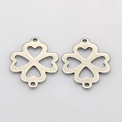 Tarnish Resistant Filigree Clover 304 Stainless Steel Links connectors, Stainless Steel Color, 21x16x1mm, Hole: 1mm(STAS-N015-09)