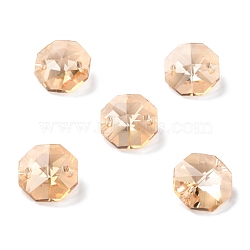 Electroplate Glass Links Connectors, Faceted, for Chandelier Prism Beads Chain, DIY Craft Jewelry Decoration, Octagon, Navajo White, 14x14x7.5mm, Hole: 1.6mm(EGLA-I014-01J)