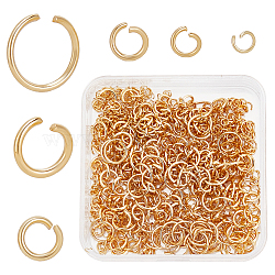 6 Styles 304 Stainless Steel Jump Rings, Open Jump Rings, Real 18K Gold Plated, 18~22 Gauge, 3~20x0.6~1.2mm, 900pcs/box(STAS-AR0002-18G)