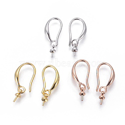 Brass Earring Hooks, for Half Drilled Beads, Mixed Color, 20x2.7mm, 20 Gauge, Pin: 0.8mm, Bail: 6x2.7mm, 21 Gauge, Pin: 0.7mm(KK-E779-01)