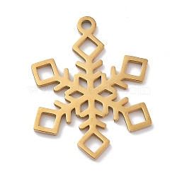 Christmas Theme 304 Stainless Steel Pendants, Laser Cut, Real 18K Gold Plated, Snowflake, 22x17x1mm, Hole: 1.5mm(STAS-R003-04G-04)