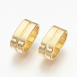 201 Stainless Steel Slide Charms, Oval, Golden, 5x12x6.5mm, Hole: 4.5x10mm(STAS-G187-32G)