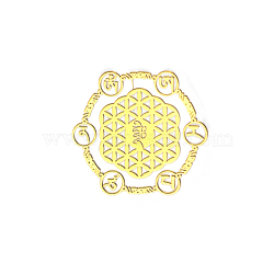 Chakra Brass Self Adhesive Decorative Stickers, Golden Plated Metal Decals, for DIY Epoxy Resin Crafts, Hexagon, 30mm(WG60667-32)