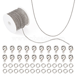 Pandahall DIY Chain Bracelet Necklace Making Kit, Including 5M Brass Rolo Chains, Clasps, Jump Rings, Platinum, 4~10x2~5x0.7~3mm, Hole: 1mm(DIY-TA0006-06A)