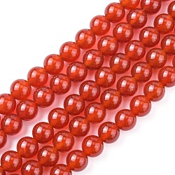 Natural Carnelian Beads Strands, Grade A, Dyed, Round, Red, 8mm, Hole: 1mm(X-G-C076-8mm-2A)