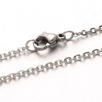 304 Stainless Steel Cable Chain Necklaces, with Lobster Claw Clasps, Stainless Steel Color, 19.70 inch(50cm).