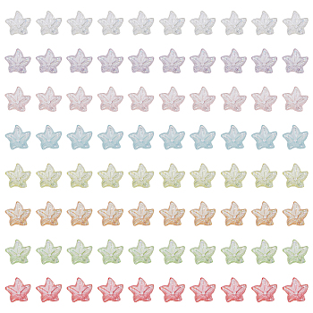 240Pcs 8 Colors Transparent Acrylic Bead Caps, Lily Flower, Mixed Color, 16x12mm, Hole: 1.2mm, 30pcs/color