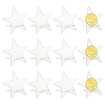 12 Sets Star Transparent Acrylic Commemorative Coin Display Easel Stands, Coin Display Easel Holder for Coin Storage, Clear, Finish Product: 6.6x8.5x8.4cm