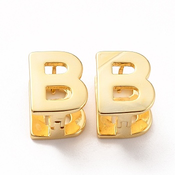 Initial Hoop Earrings for Women, Golden Letter Brass Earrings, Letter.B, 12x9.5x9.5mm, Pin: 0.8mm
