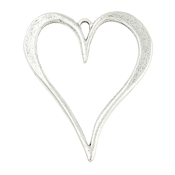 Tibetan Style Alloy Big Pendants, Heart, Antique Silver, 70x58x3mm, Hole: 7.5x3.5mm,  about 76pcs/1000g.