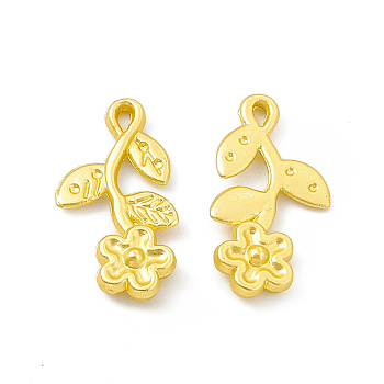 Rack Plating Alloy Pendants, Cadmium Free & Lead Free & Nickle Free, Flower Charms, Matte Gold Color, 18.5x10x2mm, Hole: 1mm