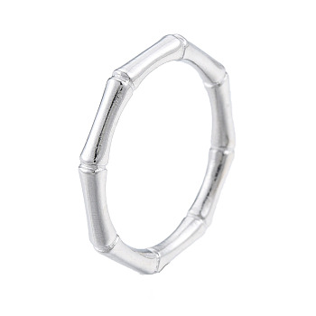 201 Stainless Steel Bamboo Sticker Finger Ring for Women, Stainless Steel Color, US Size 7 3/4(17.9mm)