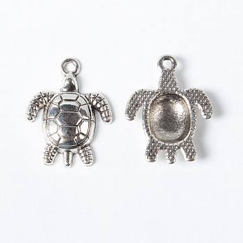 Alloy Pendants, Sea Turtle, Antique Silver, Lead Free and Cadmium Free, 23.5x18x4mm, Hole: 2mm