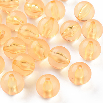 Transparent Acrylic Beads, Round, Gold, 16x15mm, Hole: 2.8mm, about 220pcs/500g