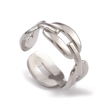 304 Stainless Steel Hollow Out Oval Cuff Rings for Women, Stainless Steel Color, Inner Diameter: 17mm