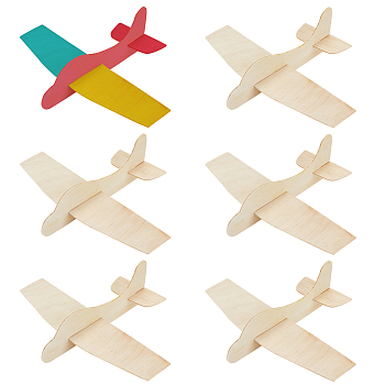 Unfinished Blank Wooden Toys, for Children DIY Hand Painting Crafts, Assembly 3D Plane, Pale Goldenrod, 21.5x25.7x6.1cm