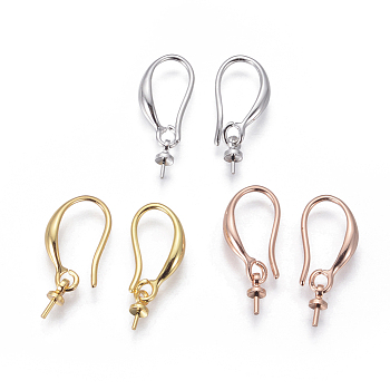 Brass Earring Hooks, for Half Drilled Beads, Mixed Color, 20x2.7mm, 20 Gauge, Pin: 0.8mm, Bail: 6x2.7mm, 21 Gauge, Pin: 0.7mm