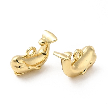 Rack Plating Alloy Charms, Cadmium Free & Lead Free, Whale Charm, Light Gold, 9x14.5x6mm, Hole: 1.8mm