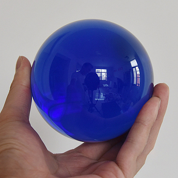 Glass Display Decorations, Crystal Ball, Round, Blue, 40mm