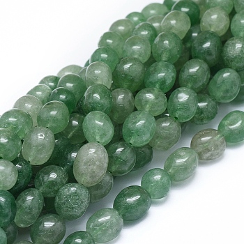 Natural Green Strawberry Quartz Beads Strands, Drum, 11~13x10~11mm, Hole: 1mm, about 32pcs/strand, 15.55 inch(39.5cm)