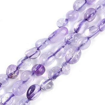 Natural Amethyst Beads Strands, Nuggets, Tumbled Stone, 4~6x7~10x4~6mm, Hole: 1mm, 15.75''(40cm)