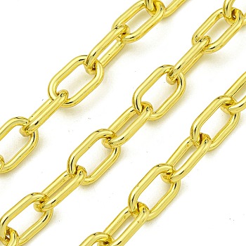 Brass Oval Link Chain, Unwelded, with Spool, Long-Lasting Plated, Cadmium Free & Lead Free, Real 18K Gold Plated, 10x6x1.5mm