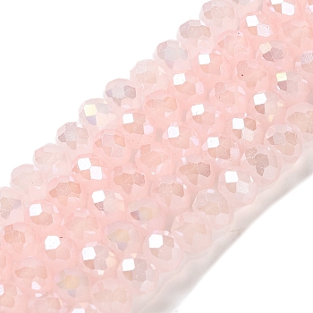 Baking Electroplate Glass Beads Strands, AB Color, Faceted, Round, Lavender Blush, 10x8mm, Hole: 1mm, about 63~65pcs/strand, 18.90''(48~50cm)