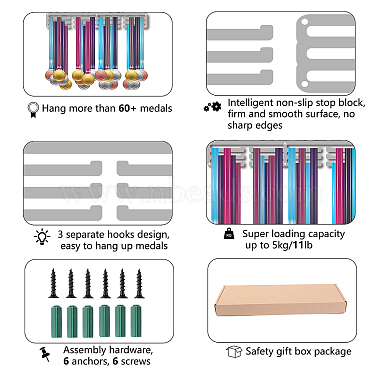 Fashion Iron Medal Hanger Holder Display Wall Rack(ODIS-WH0023-051)-4