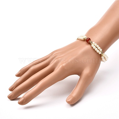 Healing Reiki Round Natural Carnelian Beaded Bracelets for Girl Women(X1-BJEW-TA00013)-3