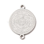 304 Stainless Steel The Seal of The Seven Archangels Connector Charms, Coin Links, Tarnish Free, Stainless Steel Color, 21x16x1mm, Hole: 1.4mm(STAS-F367-11P)