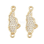 Brass Micro Pave Cubic Zirconia Map of Honduras Connector Charms, Rack Plating, Cadmium Free & Lead Free, Long-Lasting Plated, Golden, Clear, 20x7.5x1.5mm, Hole: 1.4mm(KK-B161-09G)