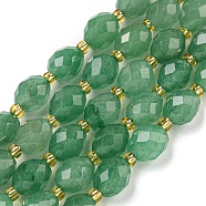 Natural Green Aventurine Beads Strands, Faceted, Oval, with Seed Beads, 8~9x6~8mm, Hole: 1~1.2mm, about 36~38pcs/strand, 14.96~15.35 inch(38~39cm)(G-N342-42)